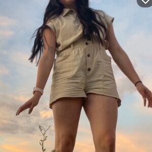 Milk & Honey Tan Button-Up Romper